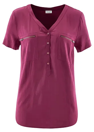 Halenka s krátkým rukávem, ze splývavé viskózy