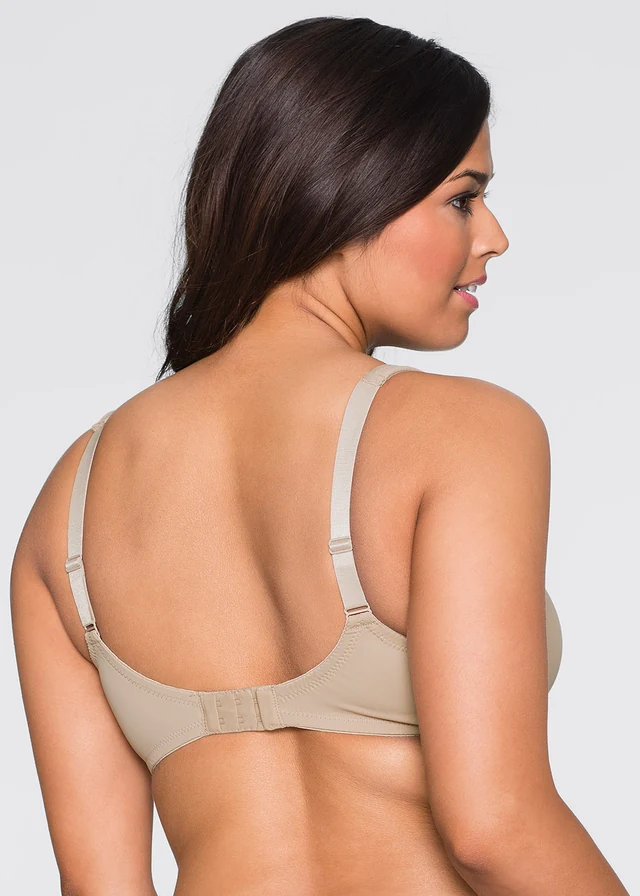 T-shirt bh met beugels en gerecycled polyamide, Kleur: krijtbeige