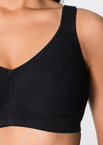 Bh zonder beugels (set van 2) met biologisch katoen, Kleur: zwart+wit