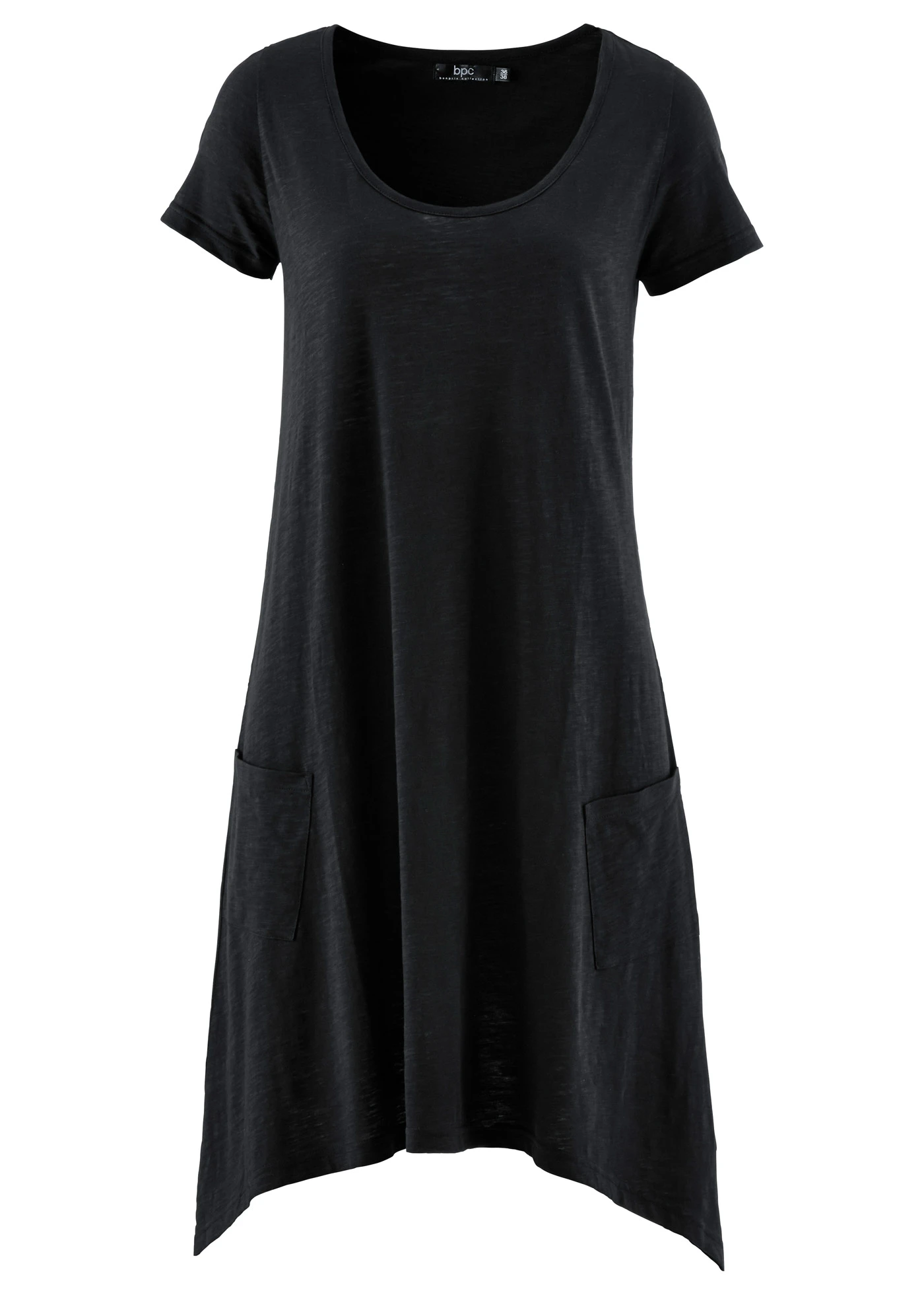 Korte, katoenen shirtjurk van slub garen • zwart • bonprix online shop