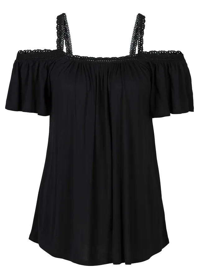 Bluză cu umeri goi, din viscoză moale