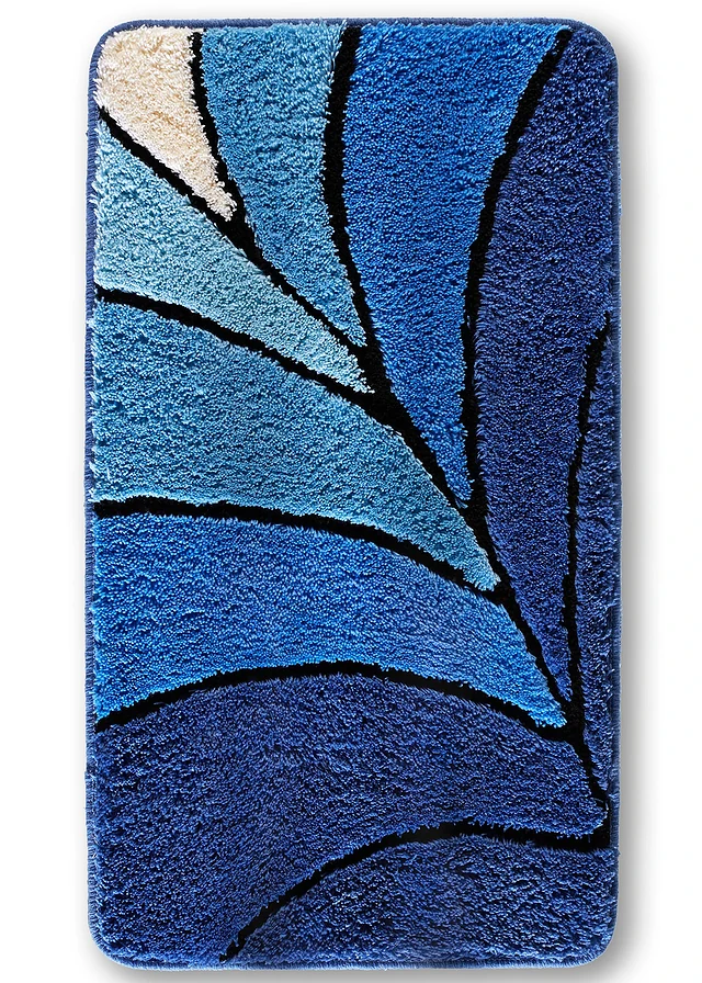 Badmat met hoge pool, Kleur: blauw