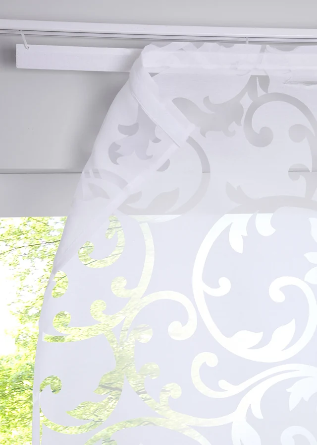 Ausbrenner paneelgordijn met bloemenranken (1 stuk), Kleur: wit