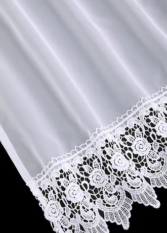 Záclona s recyklovaným polyesterem a háčkovaným lemem, barva: bílá