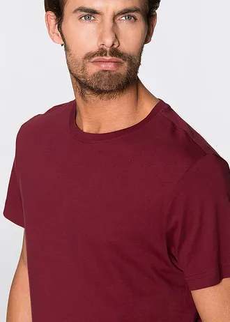 Tricou (set/3 buc.) • roşu – bordeaux / verde rusesc / alb • magazin bonprix