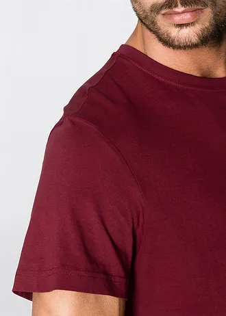 Tricou (set/3 buc.) • roşu – bordeaux / verde rusesc / alb • magazin bonprix