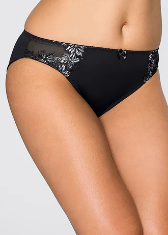 Slips avec de jolies broderies, Couleur: noir+blanc