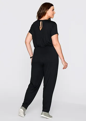 Jersey jumpsuit gemaakt van een viscosemix, Kleur: zwart
