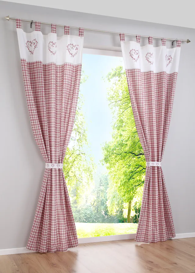 Draperie din bumbac organic, cu bentiță de drapare (1 buc.)