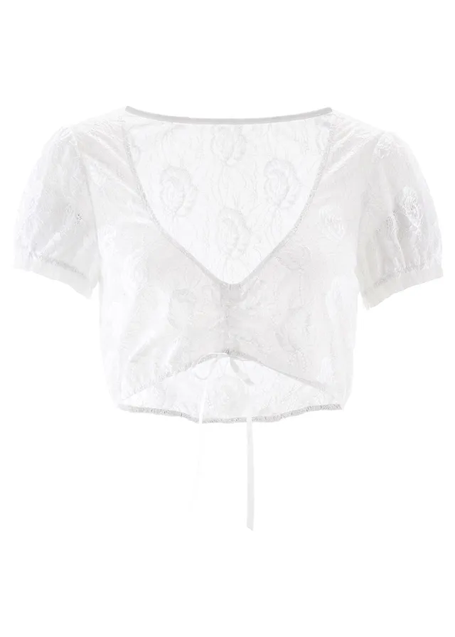 Blouse Dirndl en dentelle • blanc • Boutique bonprix