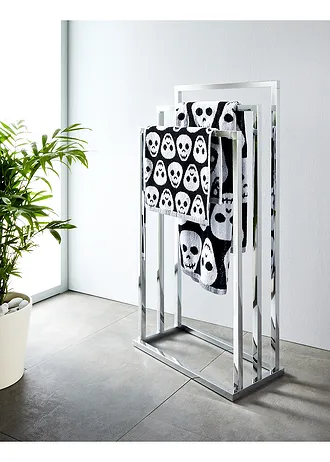 Serviette de toilette pur coton motif tête de mort • noir/blanc • Boutique bonprix