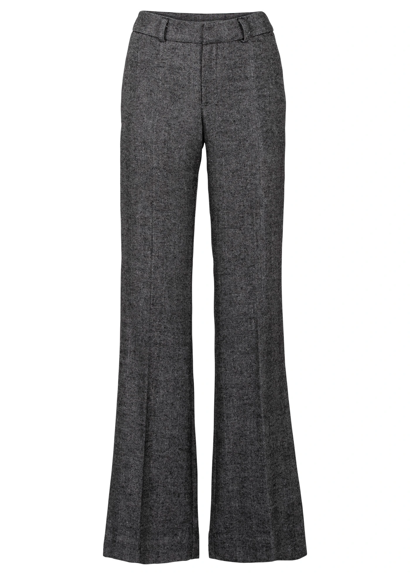 Pantalon large à pinces, taille courte • gris-noir chiné • Boutique bonprix