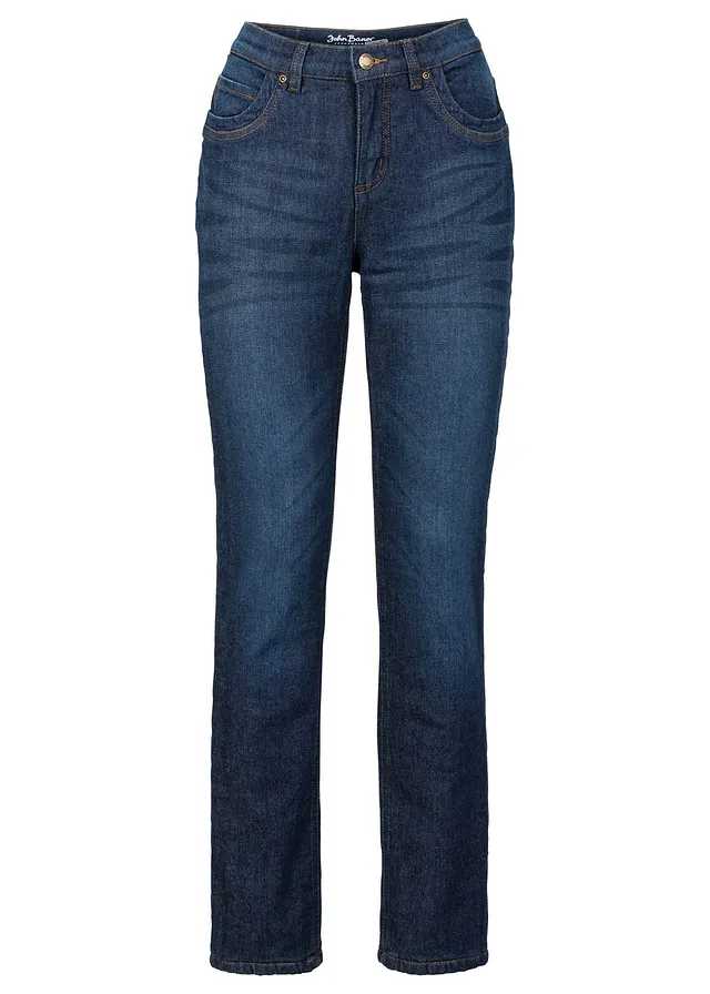 Blugi termo drepți High Waist