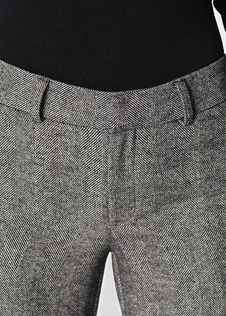 Pantalon large à pinces, taille courte • gris-noir chiné • Boutique bonprix