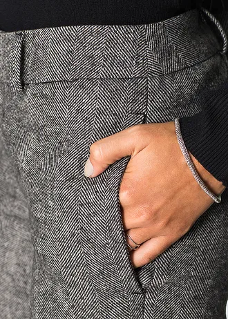 Pantalon large à pinces, taille courte • gris-noir chiné • Boutique bonprix