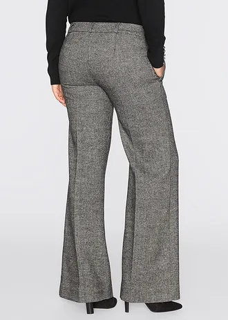 Kalhoty se širokými nohavicemi, barva: šedá - černá melír