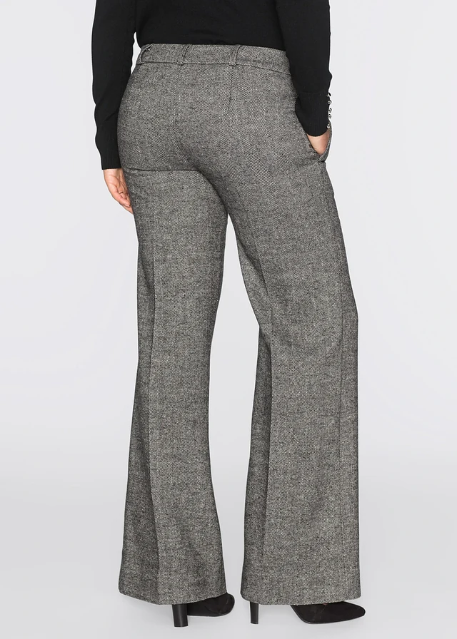 Pantalon large, Couleur: gris/noir chiné