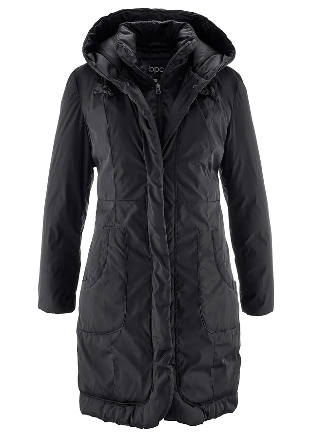 Manteau court légèrement rembourré à capuche • noir • Boutique bonprix