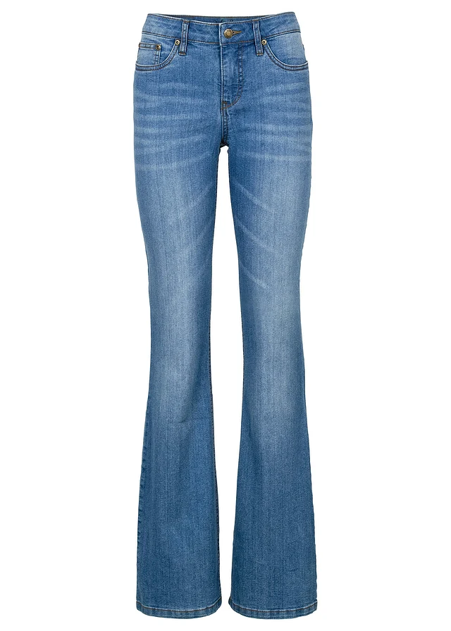 Bootcut comfort stretch jeans, mid waist