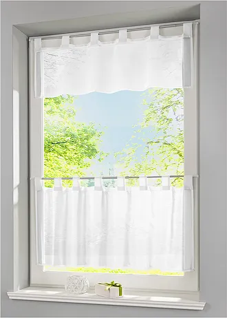 Vitrážková záclona, jednobarevná, s recyklovaným polyesterem, barva: bílá