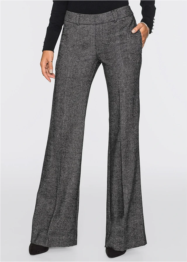 Pantaloni marlene, mărime petite • gri/negru melanj • magazin bonprix