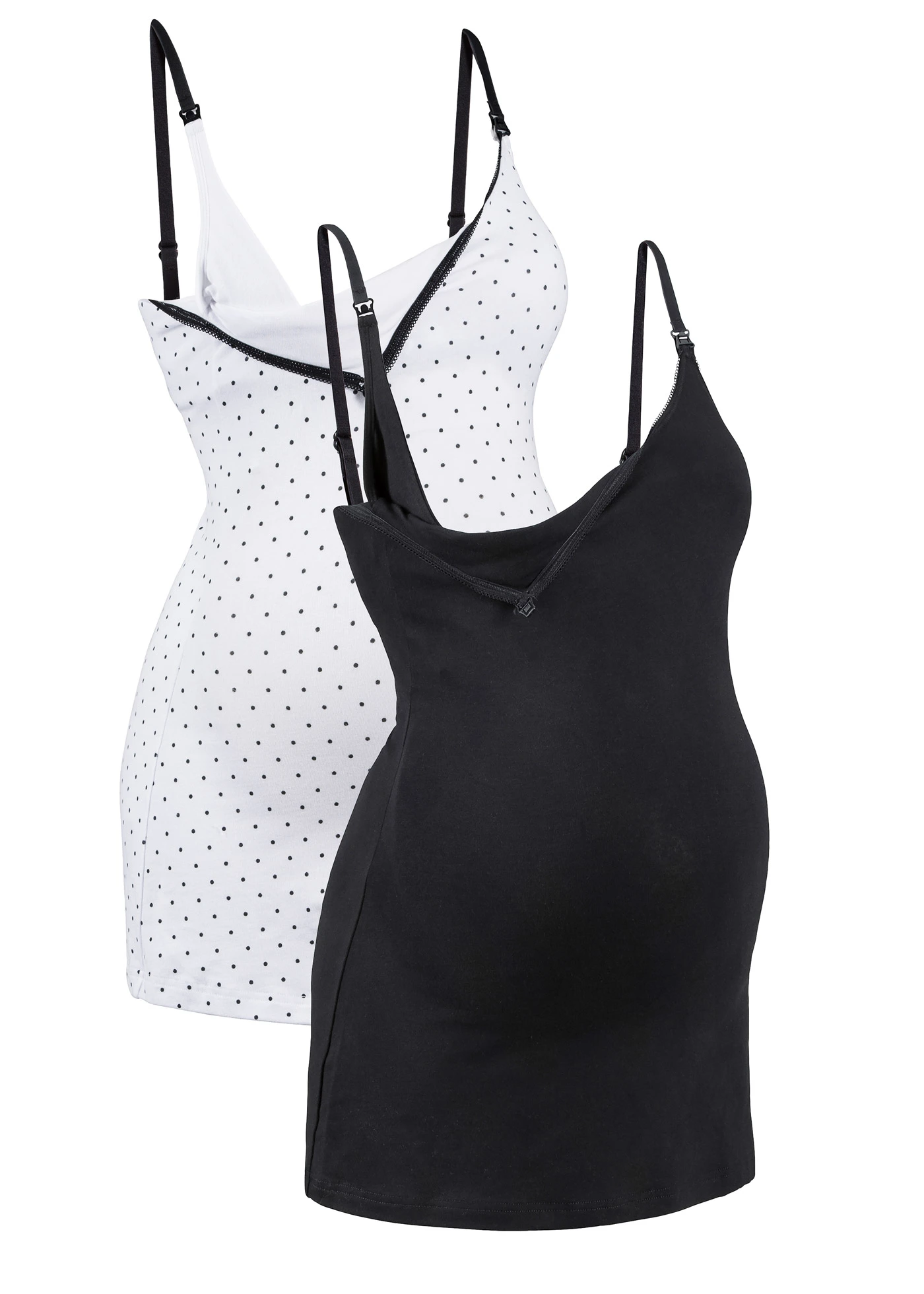 Top de alăptare cu bumbac organic (set/2 buc.) • negru-alb cu imprimeu • magazin bonprix