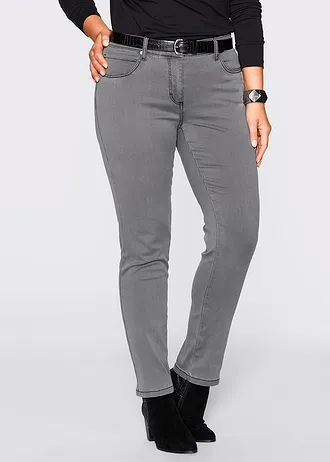 Slim fit jeans mid waist, super stretch, Kleur: grey denim