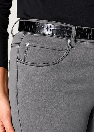 Slim fit jeans mid waist, super stretch, Kleur: grey denim