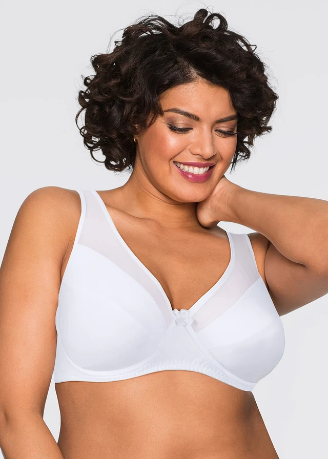 Lot de 2 soutiens-gorge à armatures avec mesh, Couleur: noir + blanc