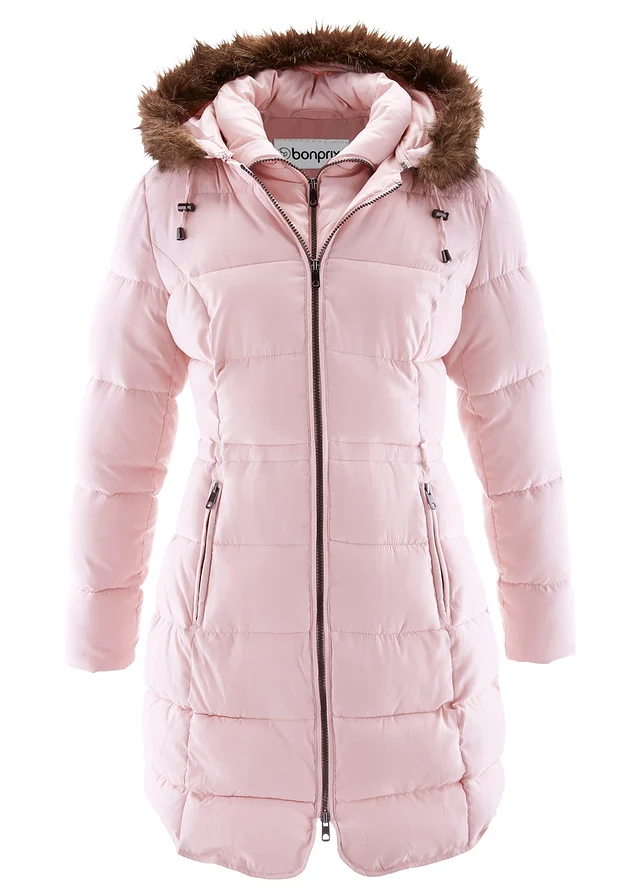 Veste matelassée à capuche, doublée, Couleur: rose dragée