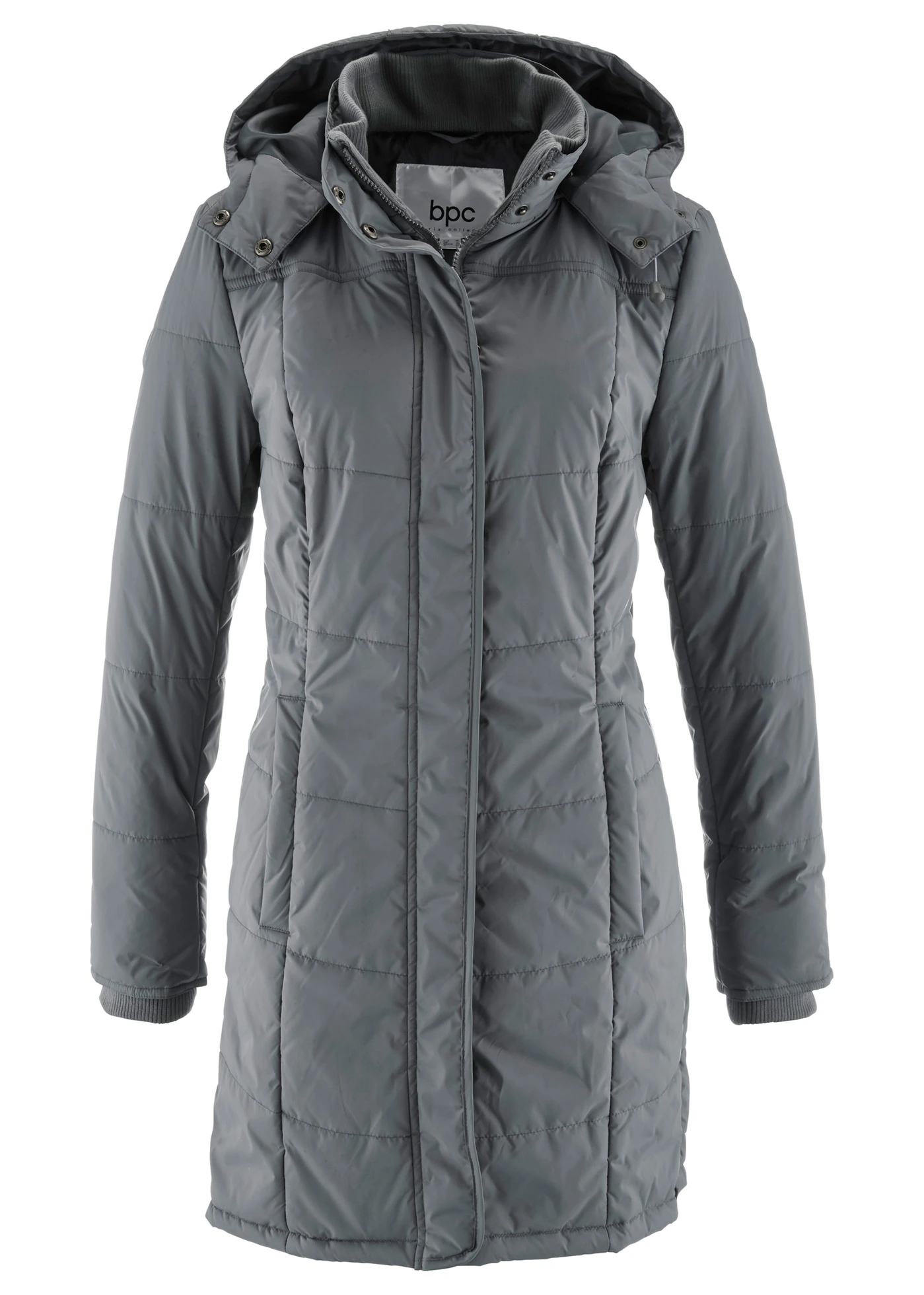 Doudoune longue à col montant et capuche • gris fumé • Boutique bonprix