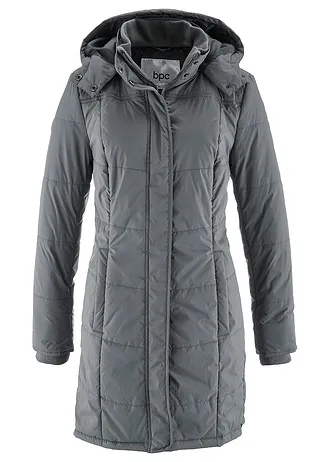 Doudoune longue à col montant et capuche • gris fumé • Boutique bonprix