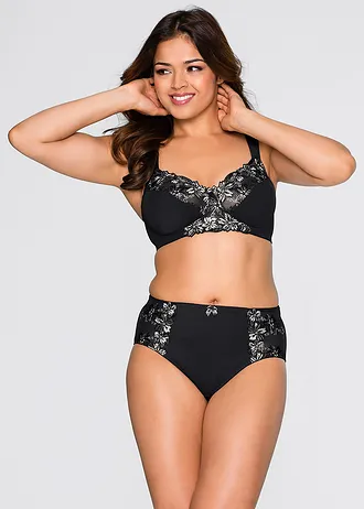 Lot de 2 soutiens-gorge sans armatures à bretelles rembourrées • noir + noir/blanc plus size • Boutique bonprix