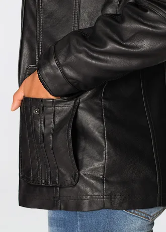 Bunda z umělé kůže, barva: černá