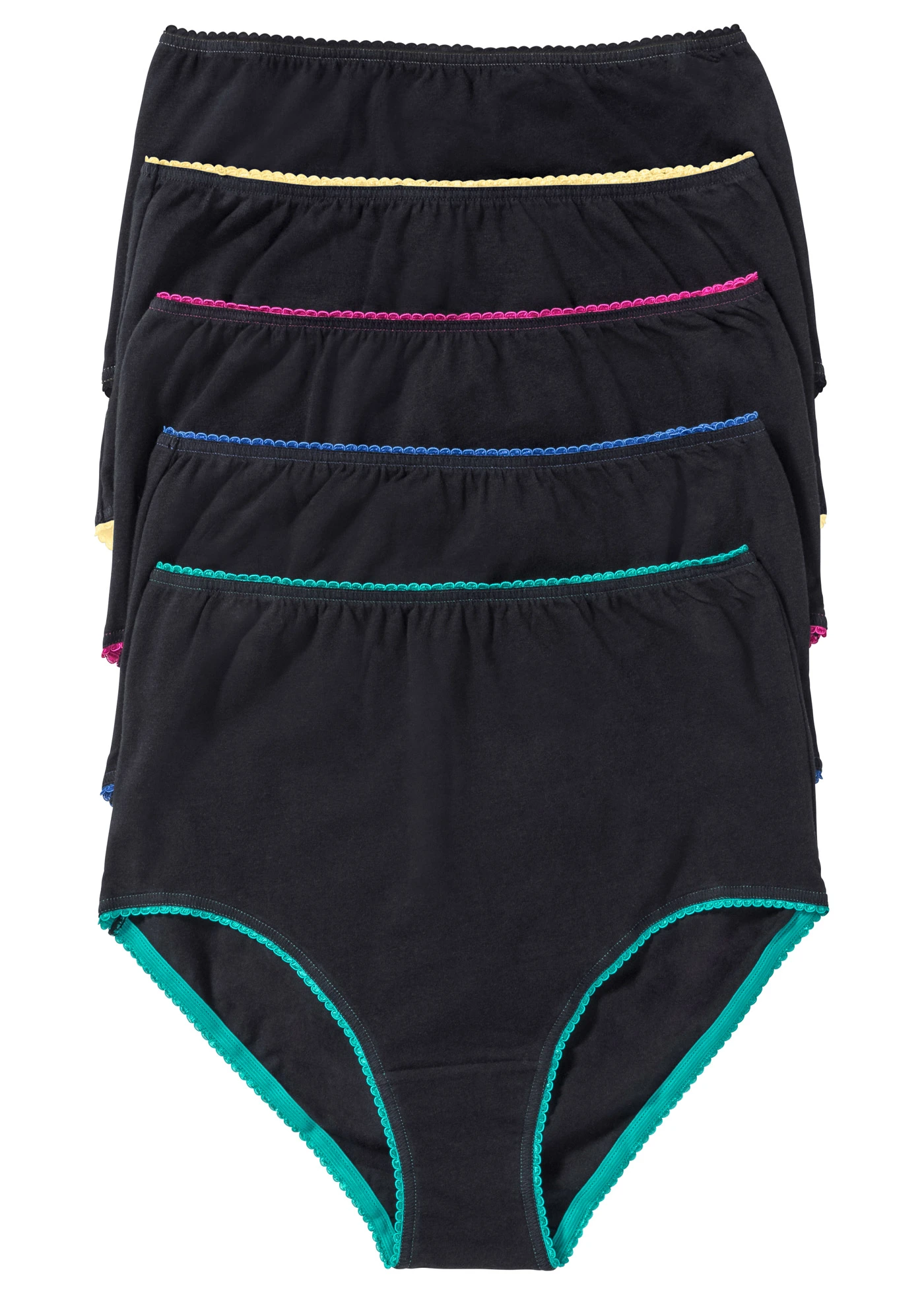 High waist slip met zacht katoen (set van 5) • zwart+multicolor • bonprix online shop