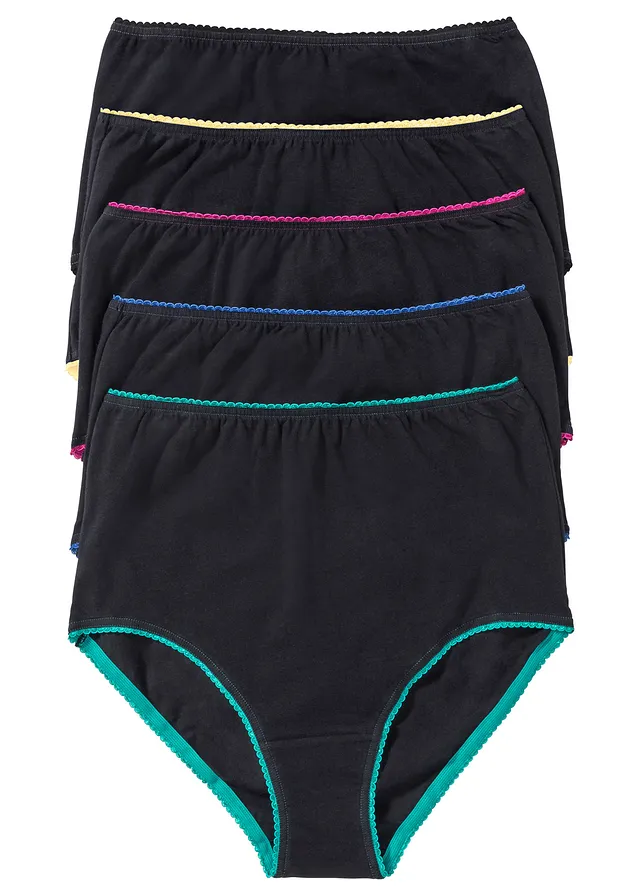 High Waist női alsó puha pamuttal (5 db-os csomag) • fekete+színes • bonprix áruház