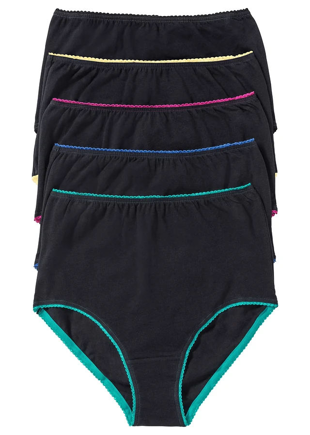 High waist slip met zacht katoen (set van 5) • zwart+multicolor • bonprix online shop
