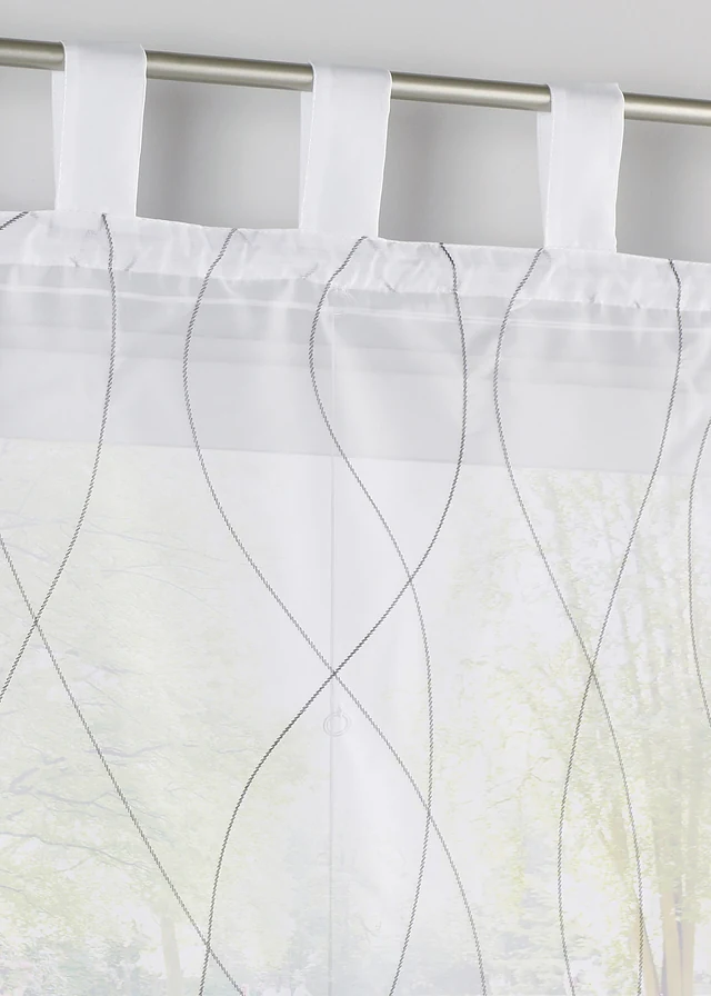 Store bateau avec broderies et polyester recyclé, Couleur: blanc-gris