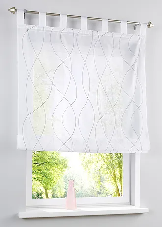 Římská roleta s výšivkou a recyklovaným polyesterem, barva: bílo-šedá