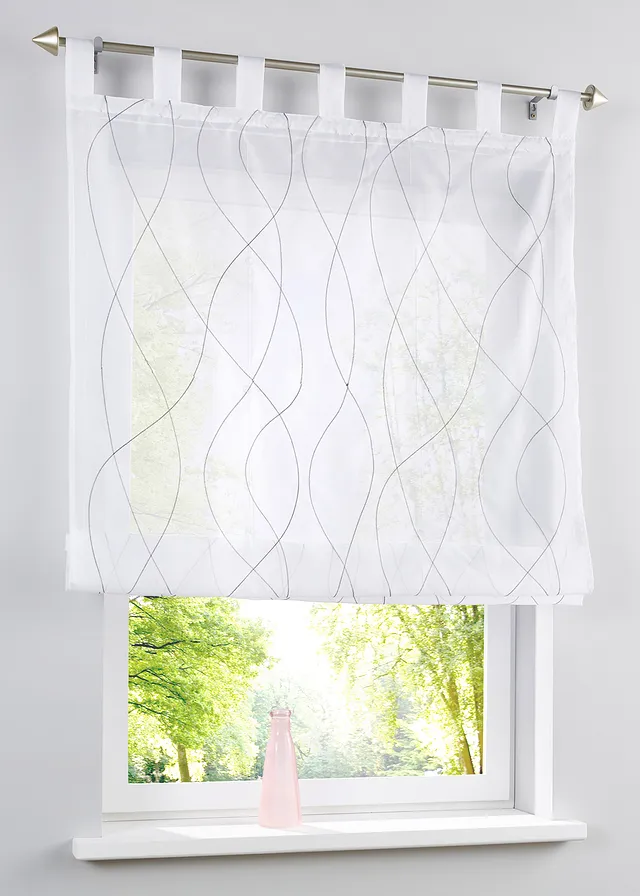 Římská roleta s výšivkou a recyklovaným polyesterem • bílo-šedá • bonprix obchod