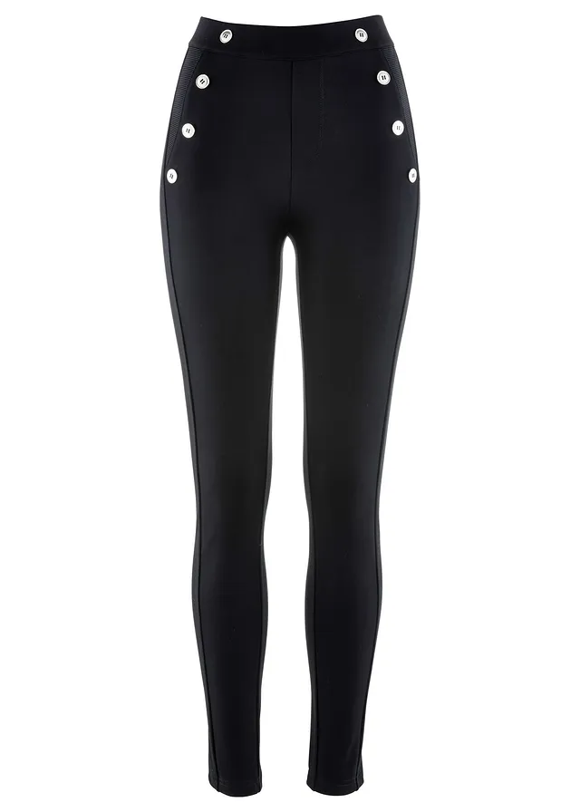 Legginsy z wygodnego materiału punto di roma • czarny • sklep bonprix