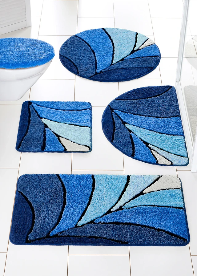 Tapis de bain à longues mèches, Couleur: bleu