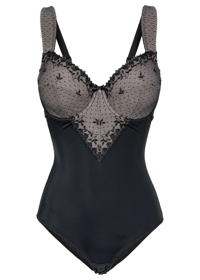 Body minimiseur brodé, Couleur: noir