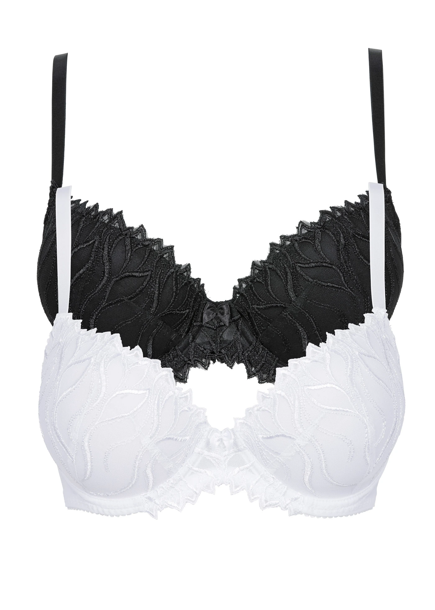 Sutien vătuit cu broderie fină (2buc.) • negru/alb • magazin bonprix