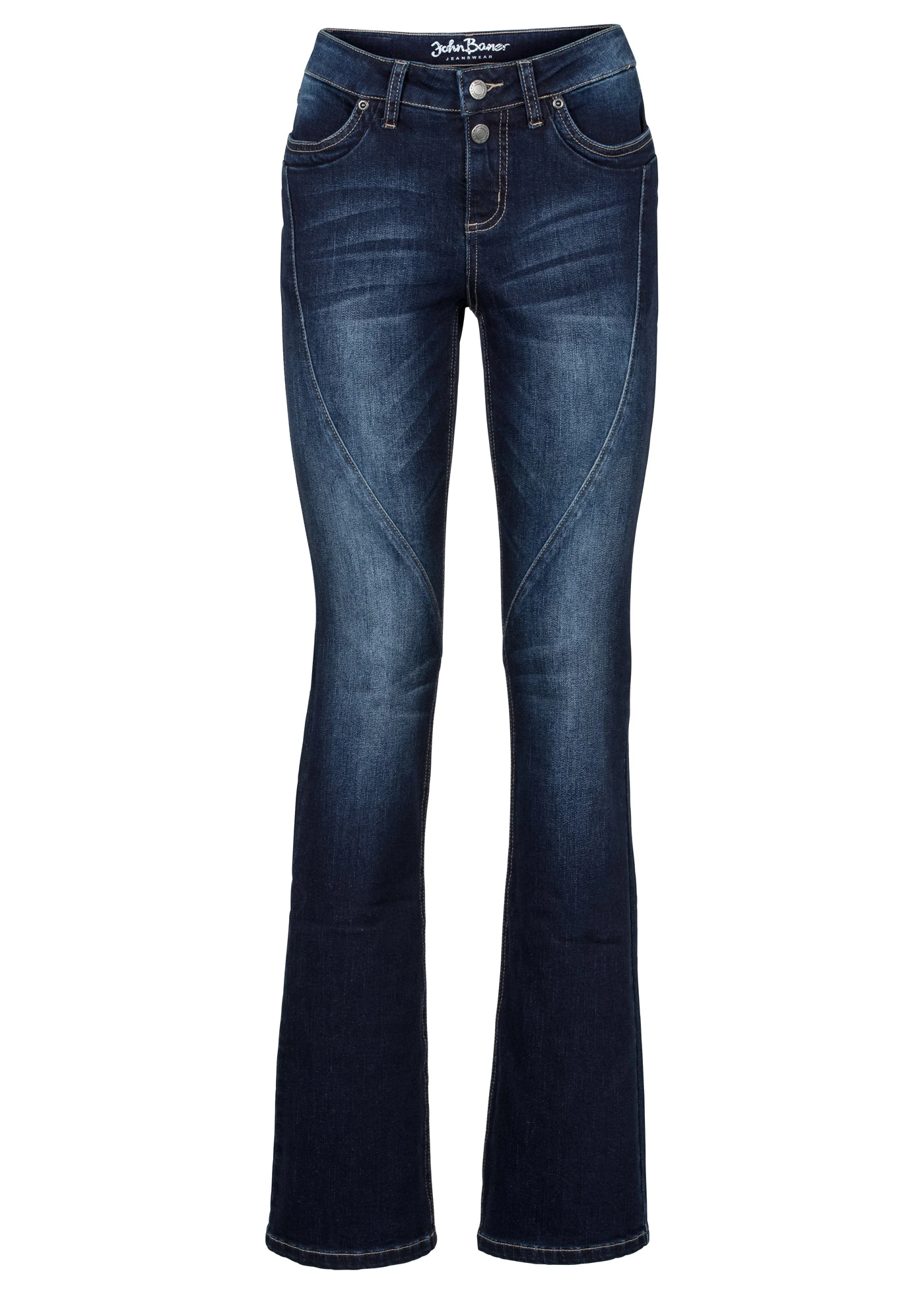 Jean bootcut taille mi-haute, extensible • bleu foncé used • Boutique bonprix