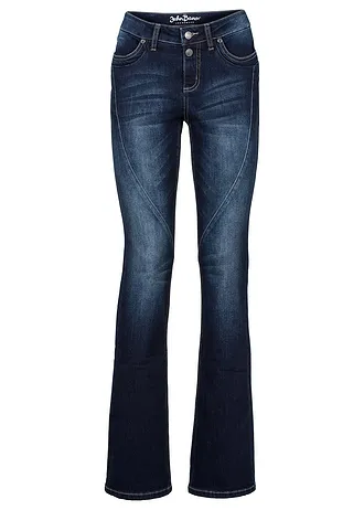 Jean bootcut taille mi-haute, extensible, Couleur: bleu foncé used