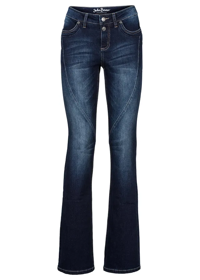 Jean bootcut taille mi-haute, extensible • bleu foncé used • Boutique bonprix