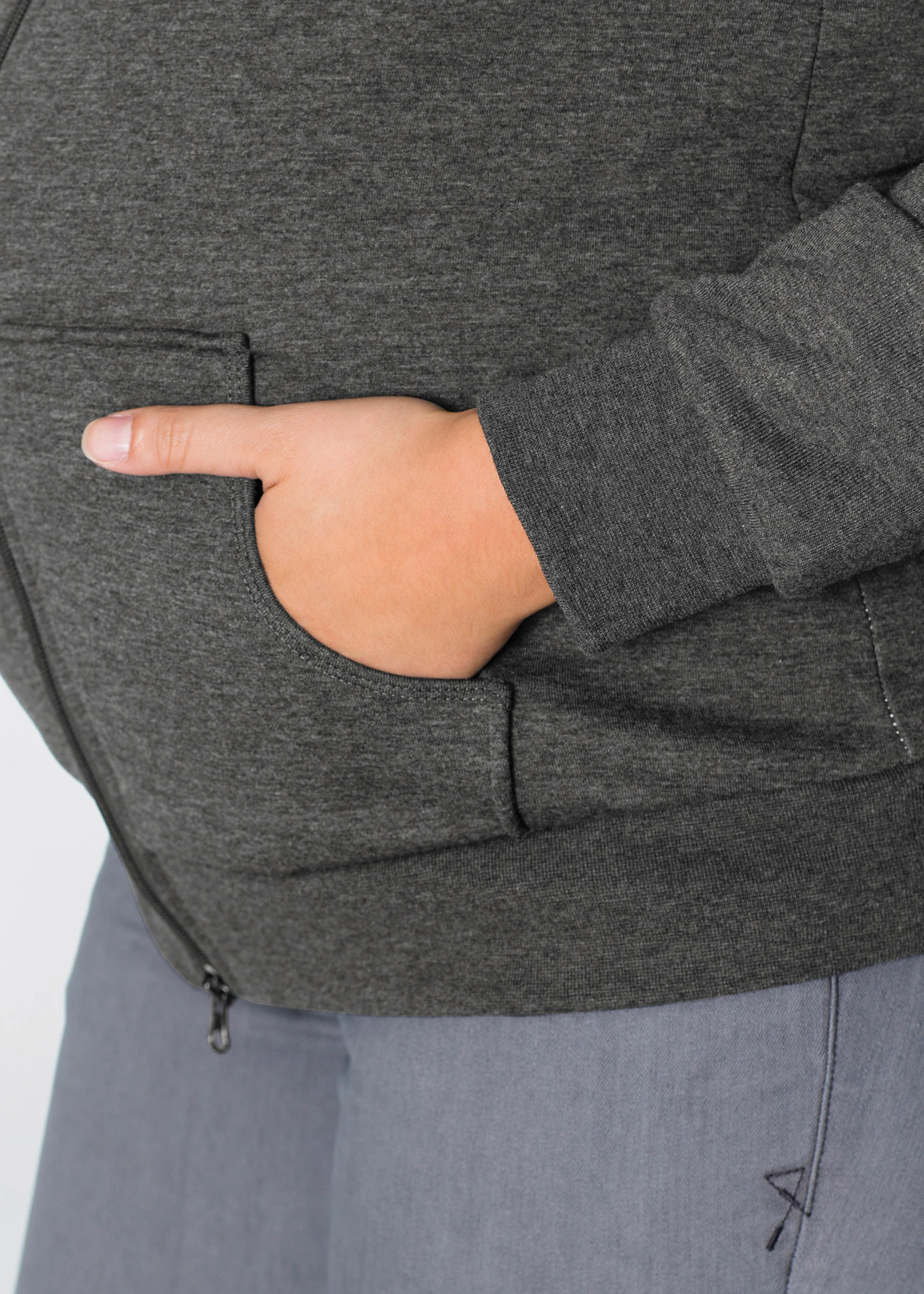 Zwangerschaps sweatvest / draagvest met zachte binnenkant • antraciet gemêleerd plus size • bonprix online shop