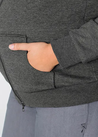 Zwangerschaps sweatvest / draagvest met zachte binnenkant • antraciet gemêleerd plus size • bonprix online shop