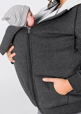 Zwangerschaps sweatvest / draagvest met zachte binnenkant • antraciet gemêleerd plus size • bonprix online shop